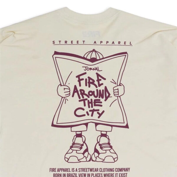 Camiseta Básica Fire 'Jornal' Around The City (Bege)-10