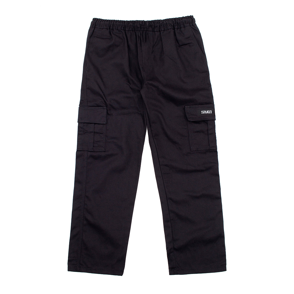 Calça Cargo Reta Stranger Preta Masculina Streetwear