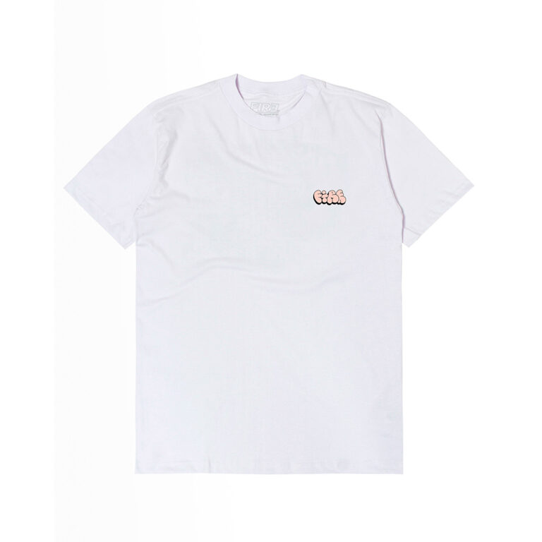 Camiseta Fire Alphabet Branca Masculina Básica com Estampa