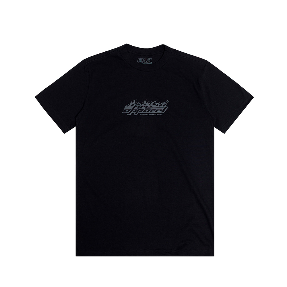 Camiseta Fire Burning Fire Preta Masculina Básica com Estampa