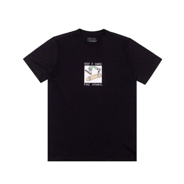 Camiseta Fire Keep It Simple Preta Masculina Básica com Estampa