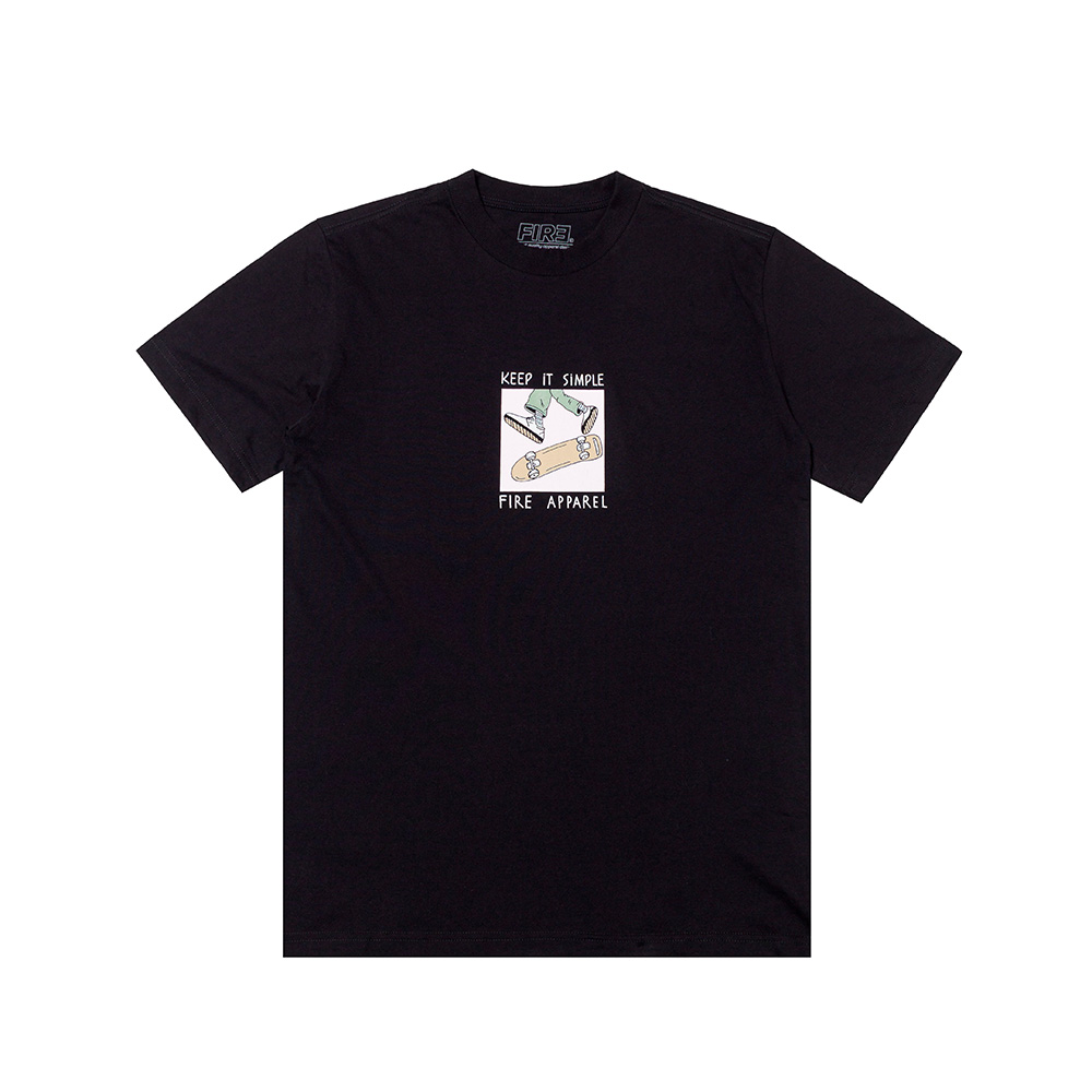 Camiseta Fire Keep It Simple Preta Masculina Básica com Estampa