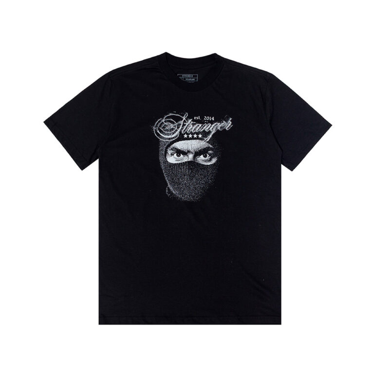 Camiseta Stranger The Face Preta Masculina Estampada Streetwear