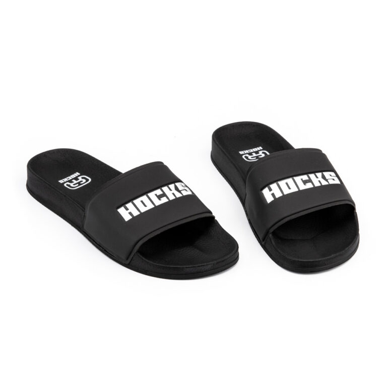 Chinelo Slide Hocks Preto com sola de borracha e design todo preto