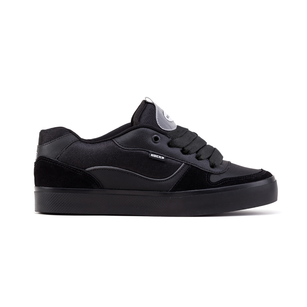 Tênis Hocks Puff Preto Refletivo com solado vulcanizado e design robusto