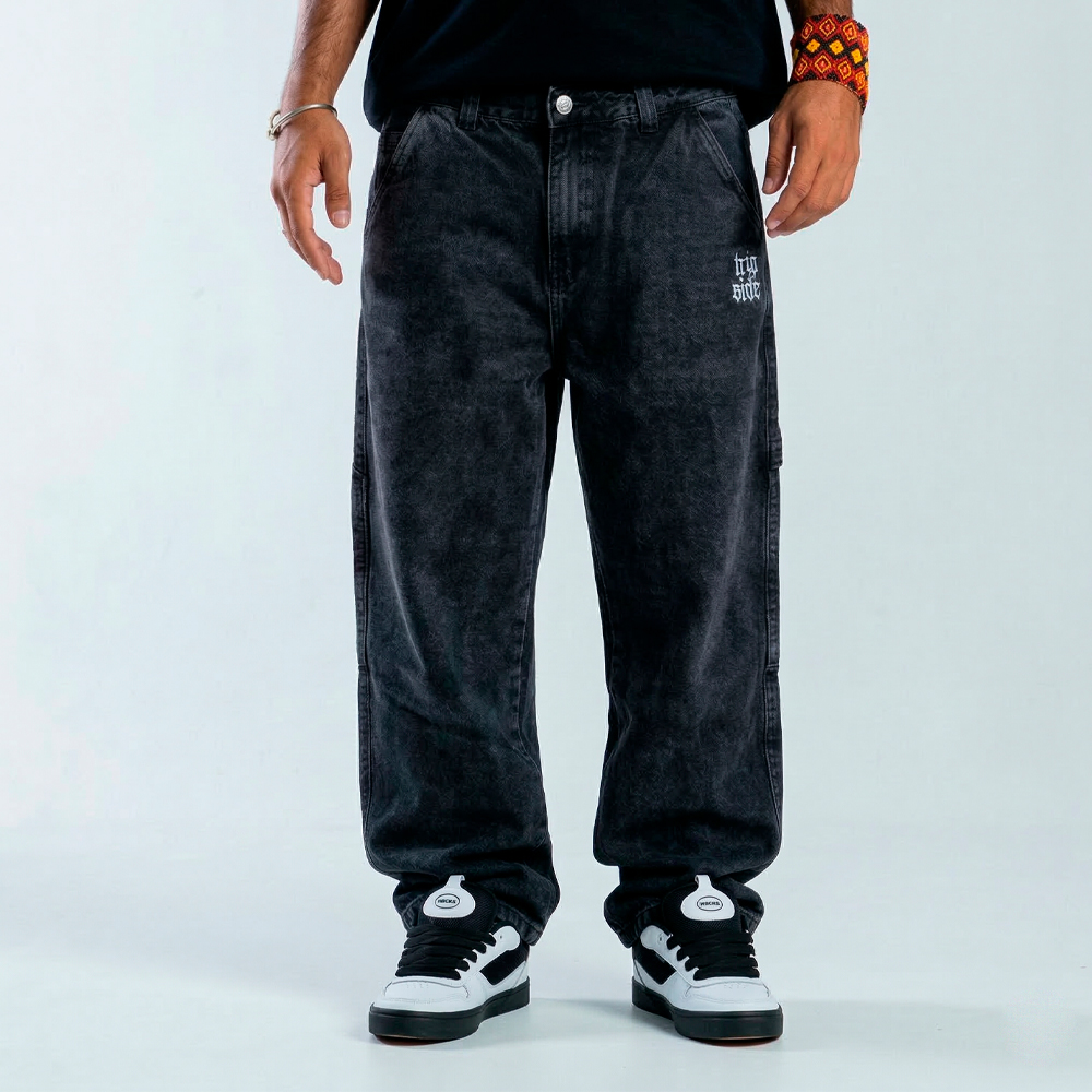 calca trip side baggy jeans estonada duplo carpinteiro cruz streetwear