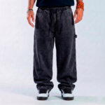 calça trip side baggy jeans marmorizada bordada red streetwear