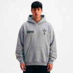 Moletom Trip Side Canguru Cruz Bordado Cinza