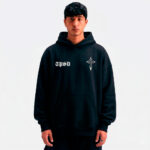 Moletom Trip Side Canguru Cruz Bordado Preto